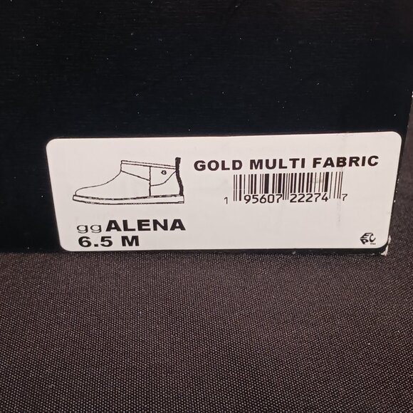 NEW GBG Los Angeles Alena Faux Fur Slip-On‎ Ankle Boots Black/Gold Size 6.5 - Picture 11 of 11